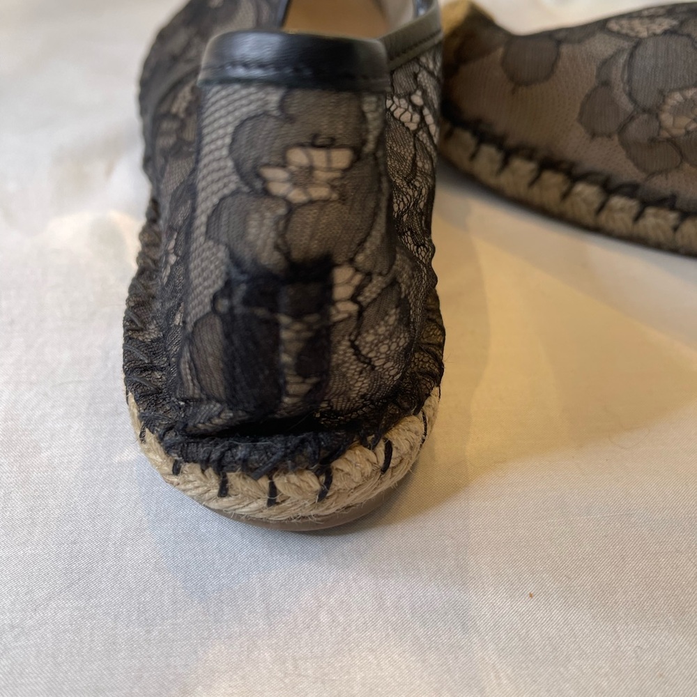 Valentino Garvani Lace Pattern Leather Trim Embellishment Espadrilles - Picture 5 of 8
